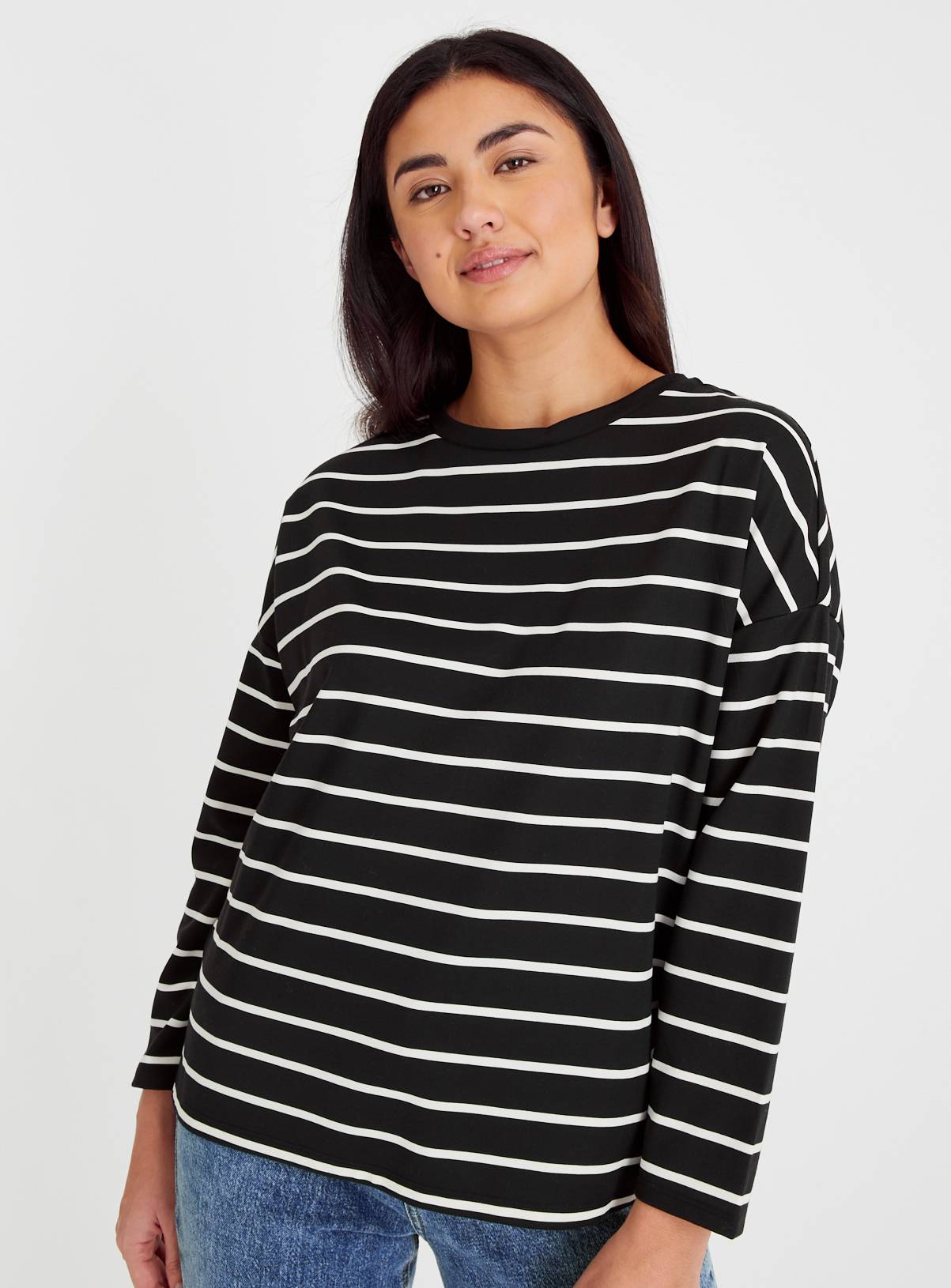 Black Mono Stripe Ponte Top 18 - Image 1
